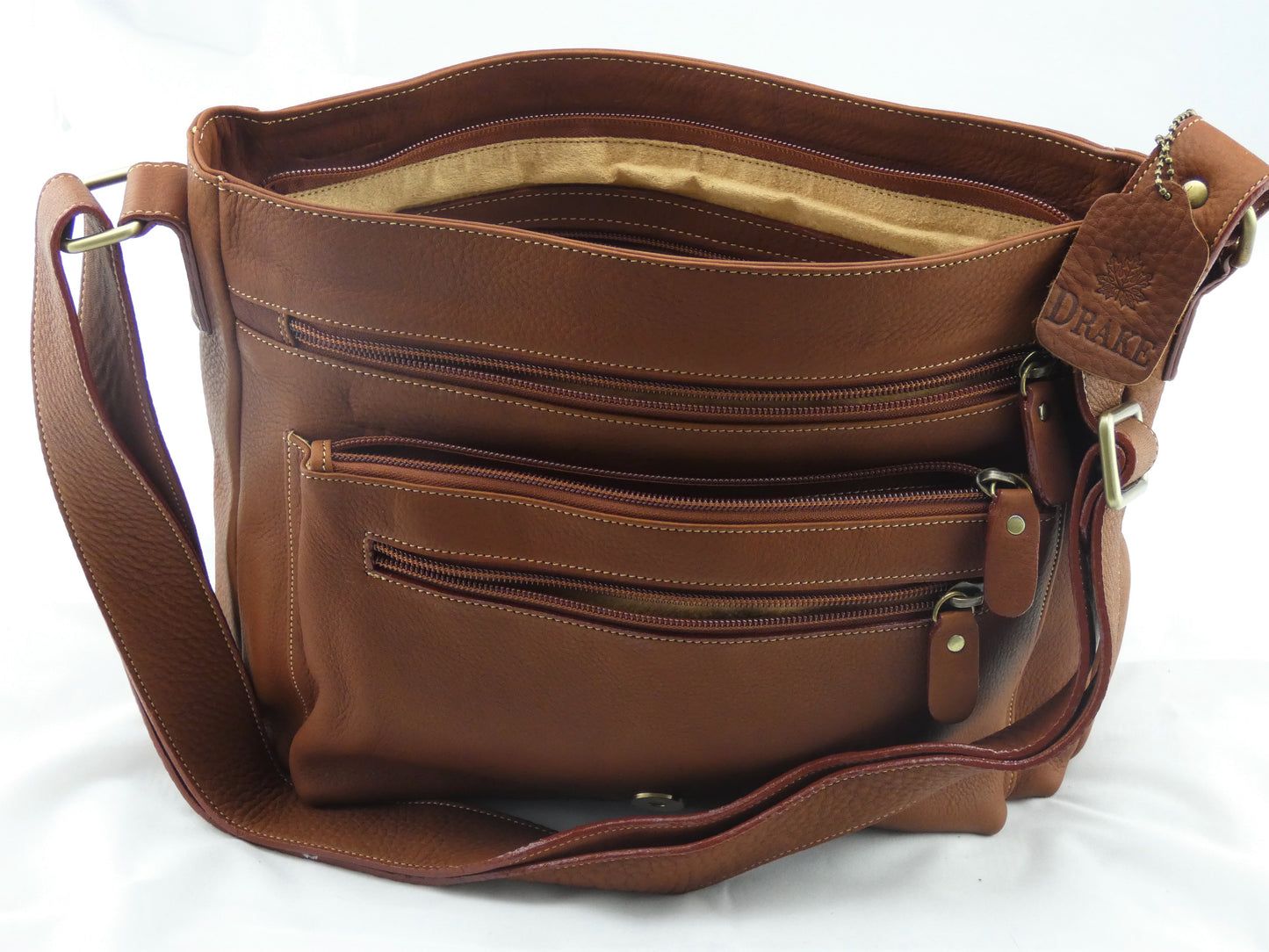 Drake ~ Medium 7 Zipper Messenger Bag